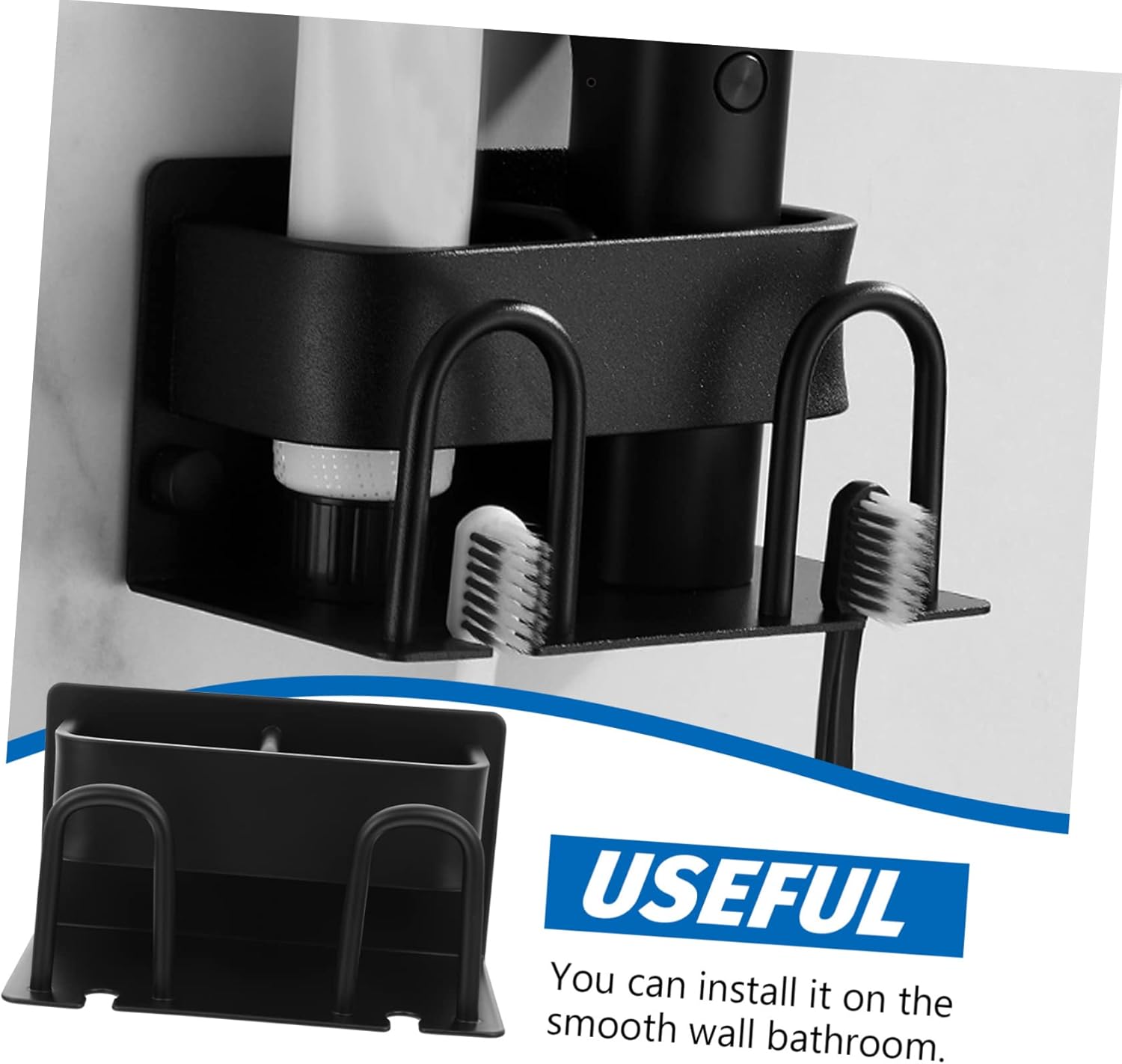 OUNONA Wall Mounted Toothbrush Holder with Drainage and Storage