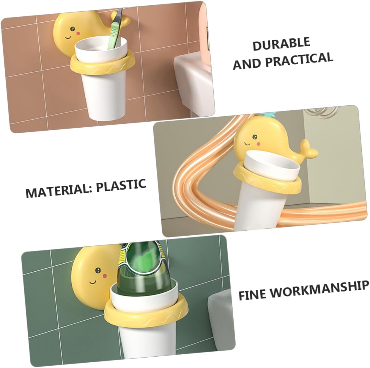PRETYZOOM Cartoon Wall Toothbrush Holder - No Drilling Required