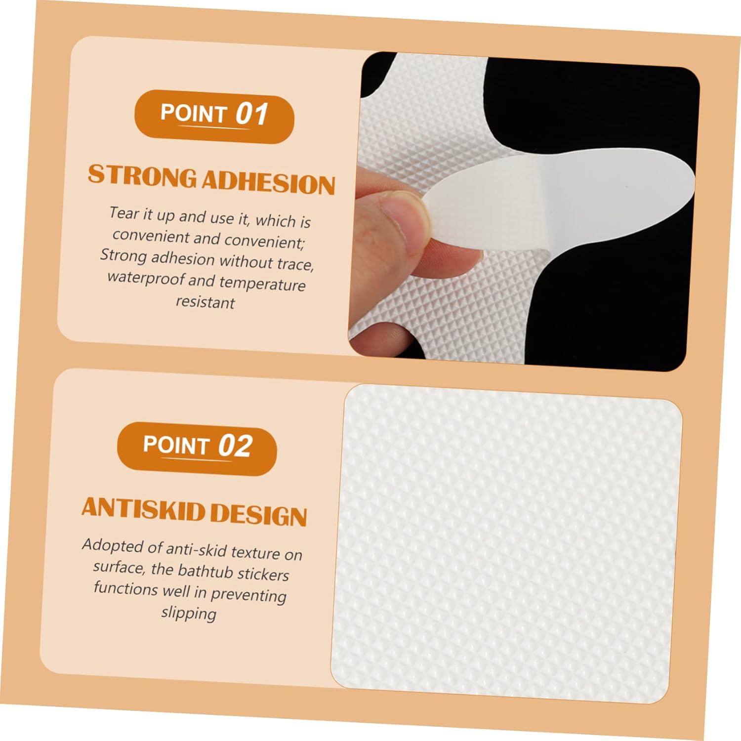 BESTOYARD 100 Pcs Non-Slip Bathroom Stickers for Bathtub Safety