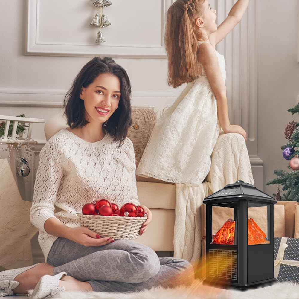 TOONLUPAL Mini Electric Fireplace with Remote Control
