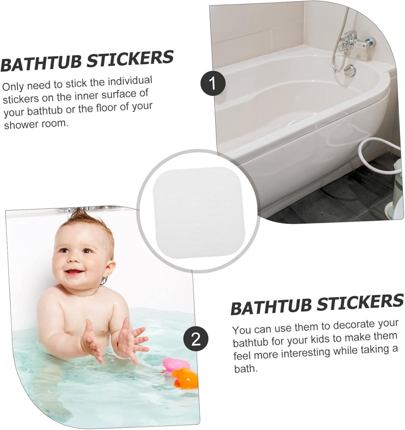 Ciieeo 24pcs Non-Slip Bath Stickers for Home Safety