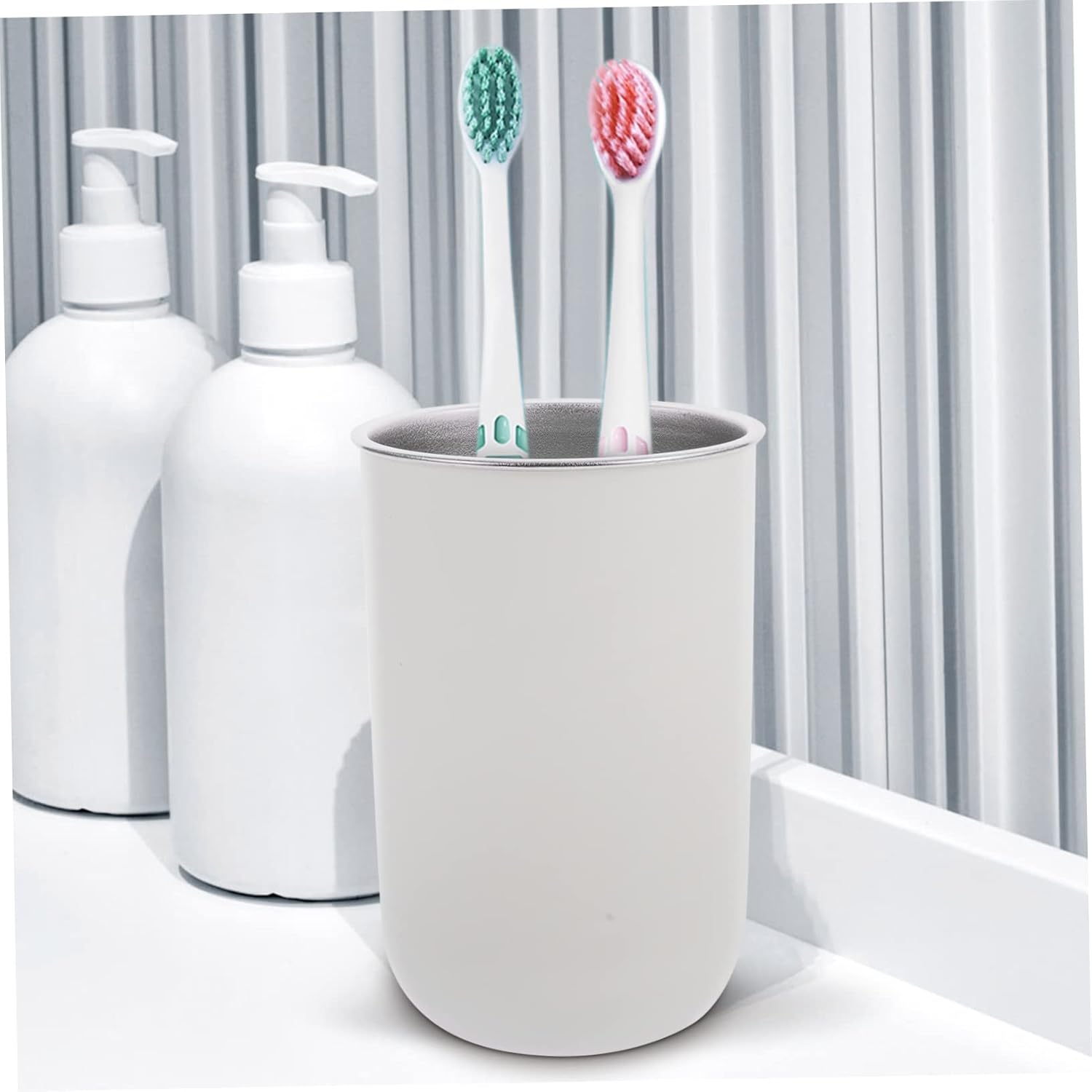 GLEAVI Stainless Toothbrush Holder with Mouthwash Cup for Kids
