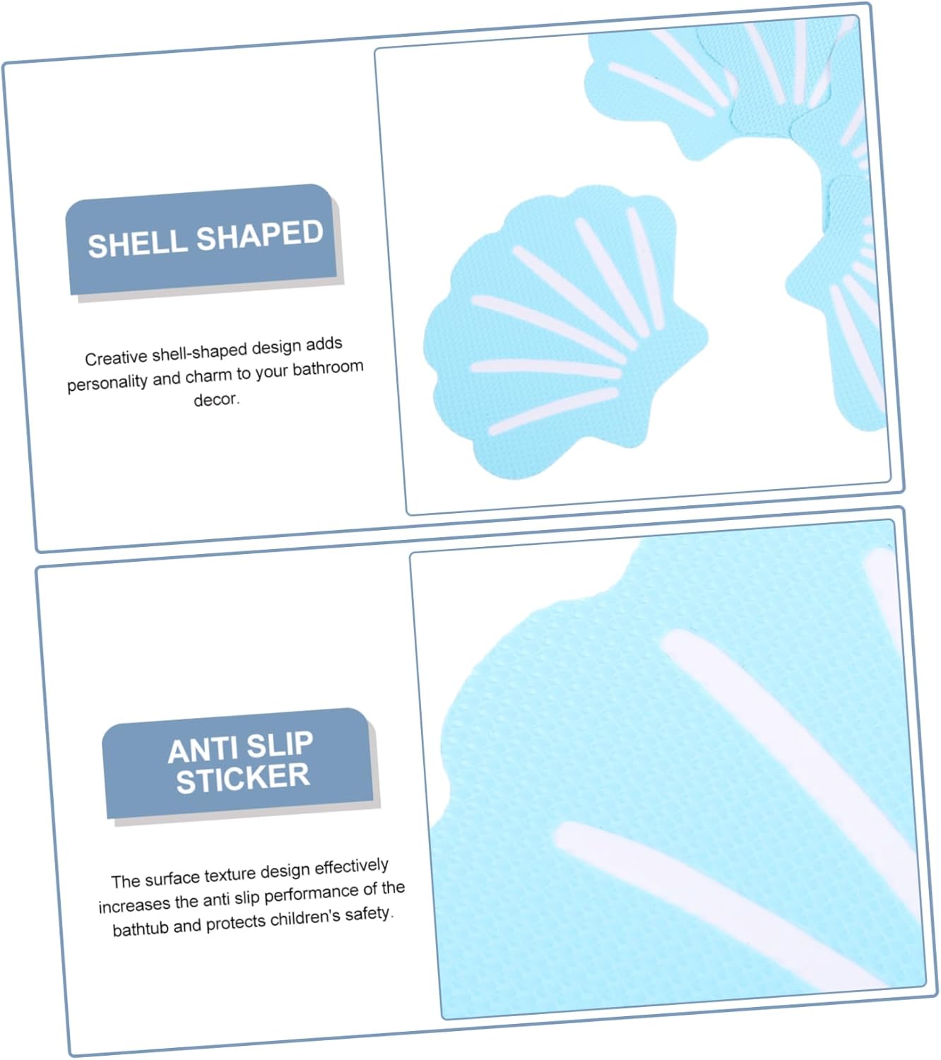 JECOMPRIS 12Pcs Shell Shape Non-Slip Bathroom Decals