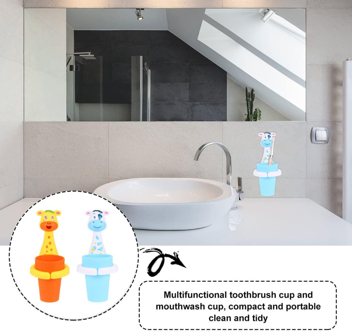 Cabilock Cartoon Animal Toothbrush Holder 2 Sets
