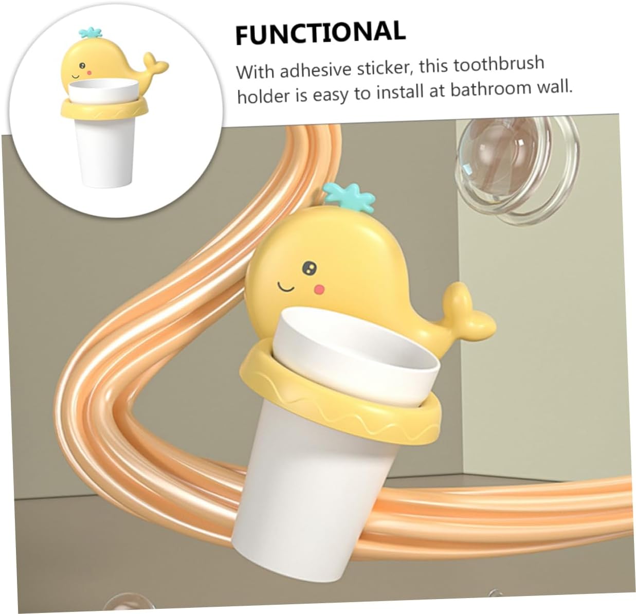 GLEAVI Cartoon Whale Toothbrush Holder Wall Mount