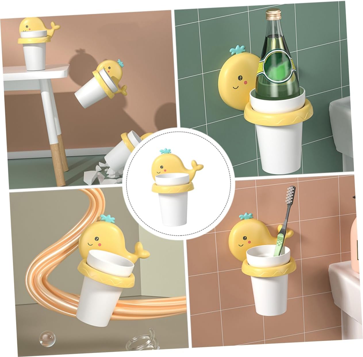 GLEAVI Cartoon Whale Toothbrush Holder Wall Mount