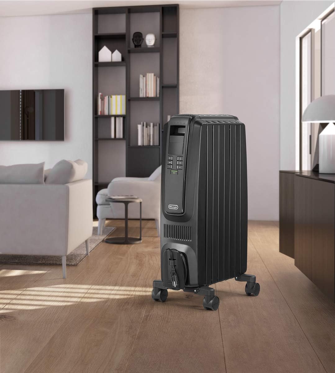 DeLonghi Dragon Digital Oil Filled Radiator Heater 1500W Black