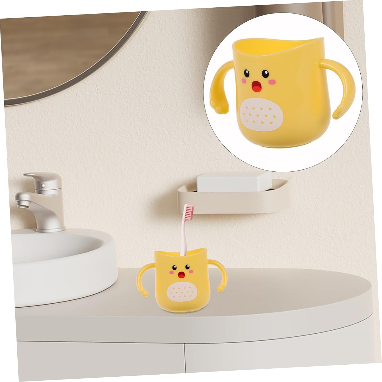 Unbreakable Kids Tooth Brush Cup with Cartoon Holder