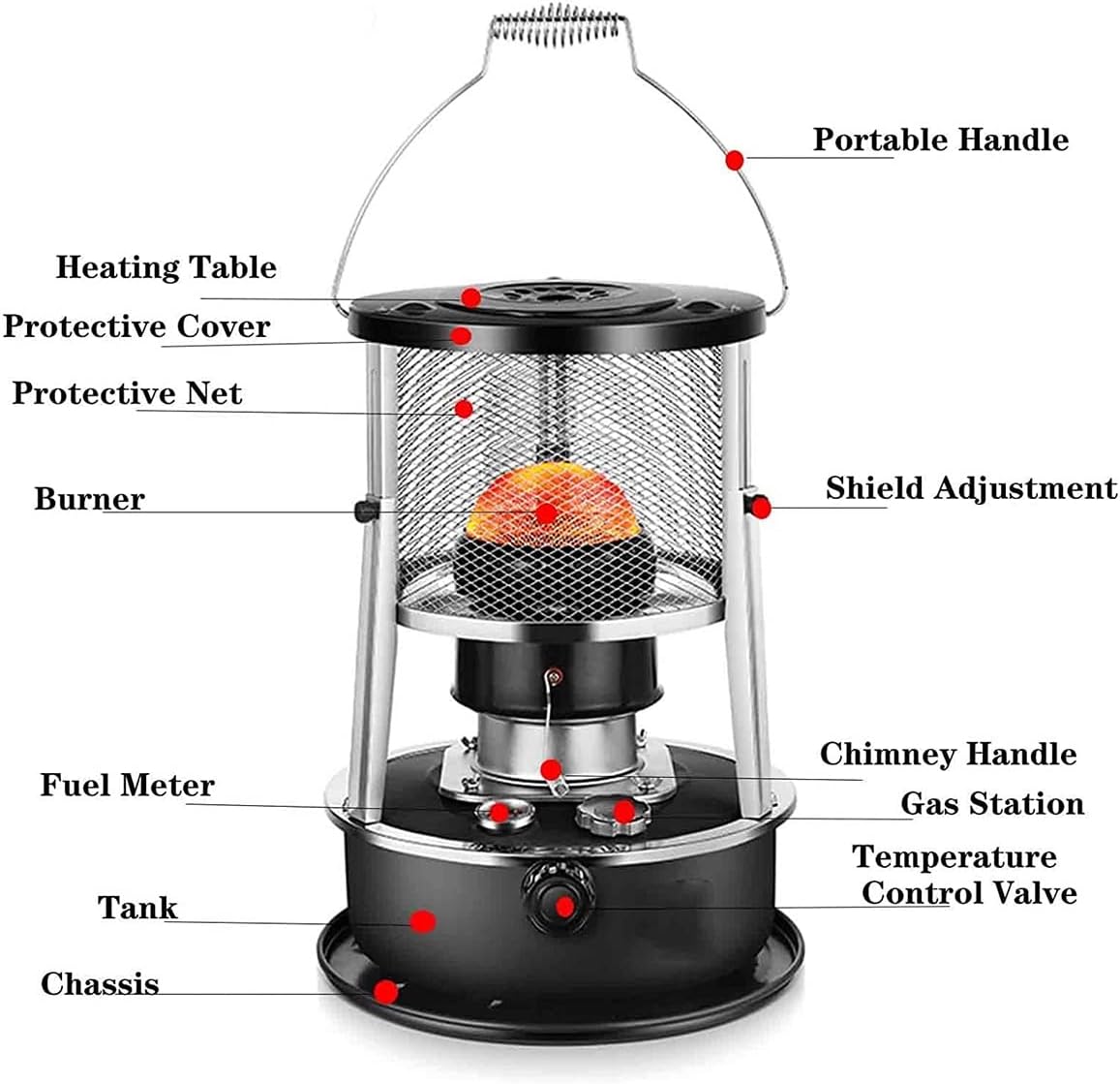 AMOCHO Kerosene Heater 2600W 15 sqm Heating Portable Non Electric