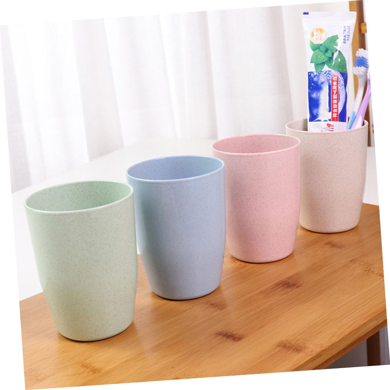 OHPHCALL Mouth Wash Cups 4 Pack Straw Tumbler for Bathroom