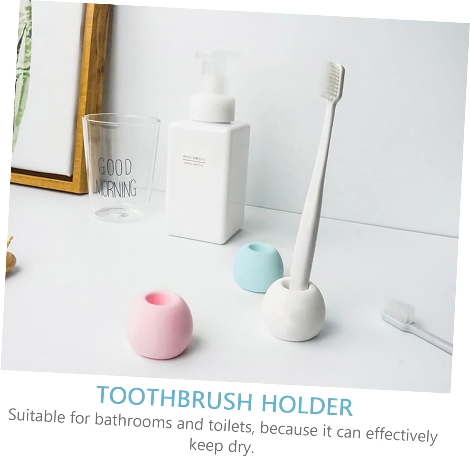 Mobestech 3pc Diatomite Toothbrush Stand Holder Organizer for Bathroom