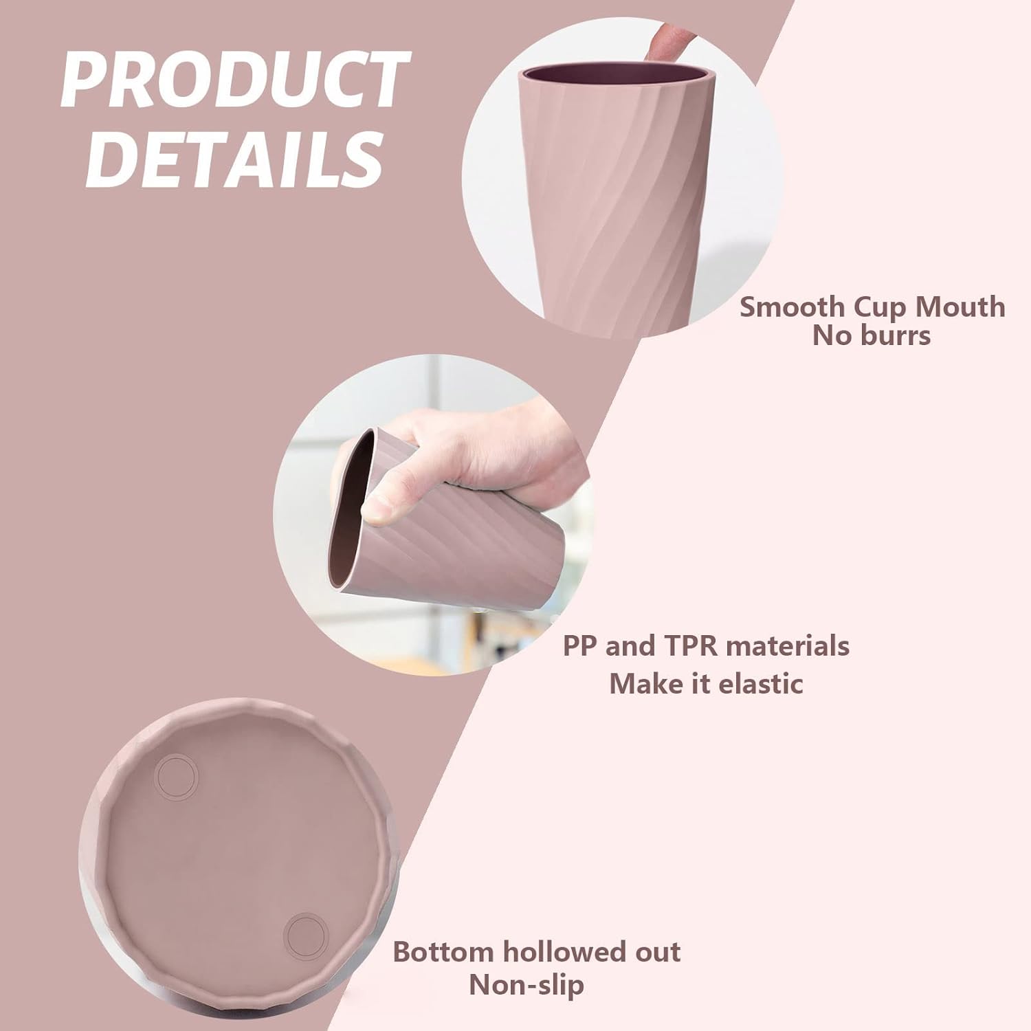 Unbreakable Bathroom Tumbler Cup - Pink
