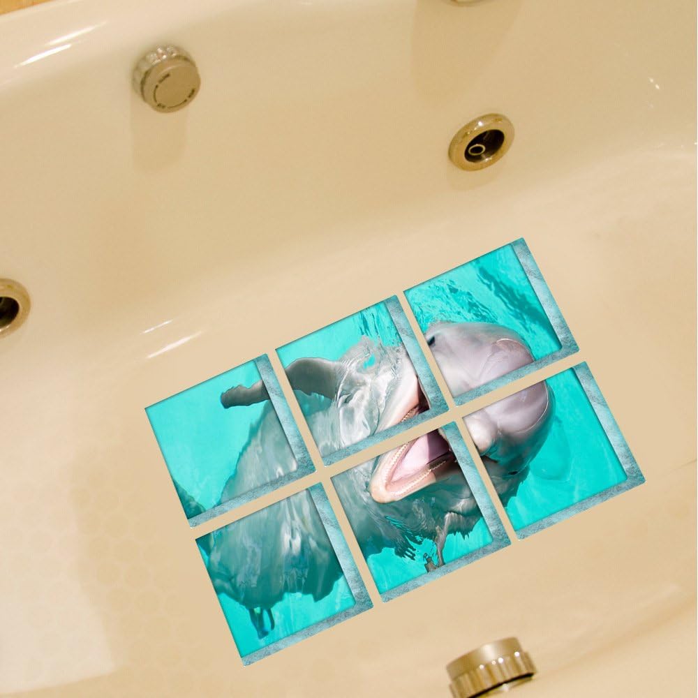 AILEGOU 3D Non-Slip Bathtub Stickers with Dolphins