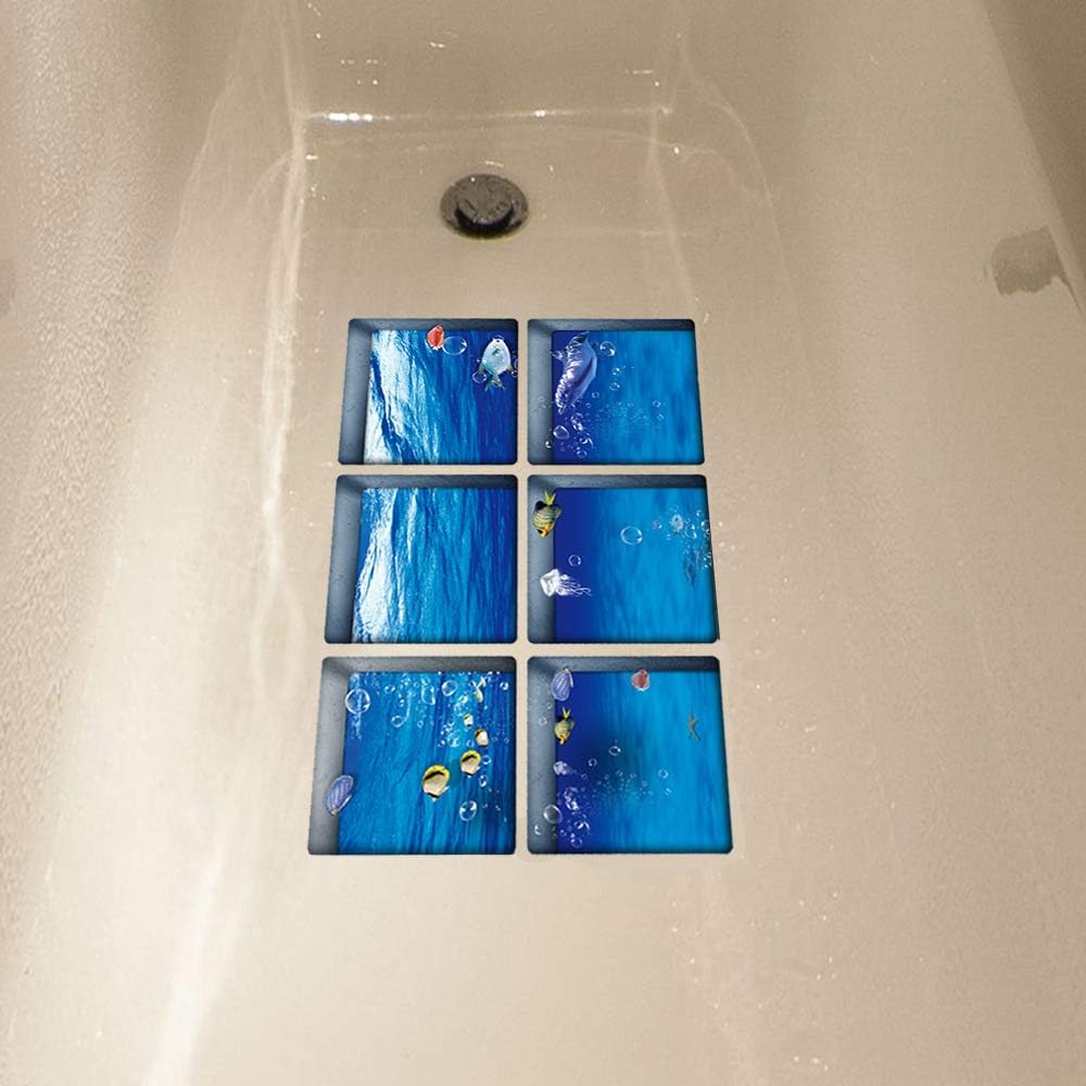 AILEGOU 3D Non-Slip Bathtub Stickers with Fishes