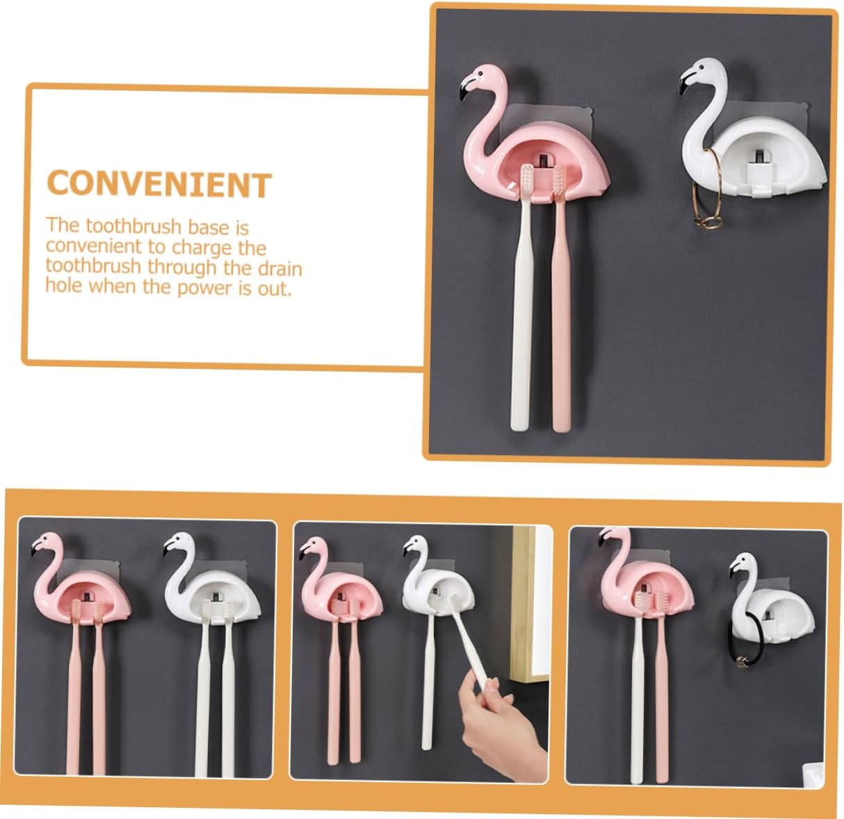 Homoyoyo Pink Flamingo Electric Toothbrush Wall Mount Holder 1
