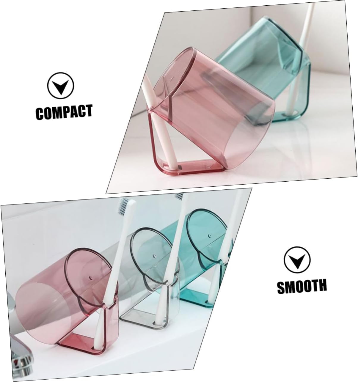 Zerodeko 2Pcs Reusable Toothbrush Cup with Non-Slip Handle