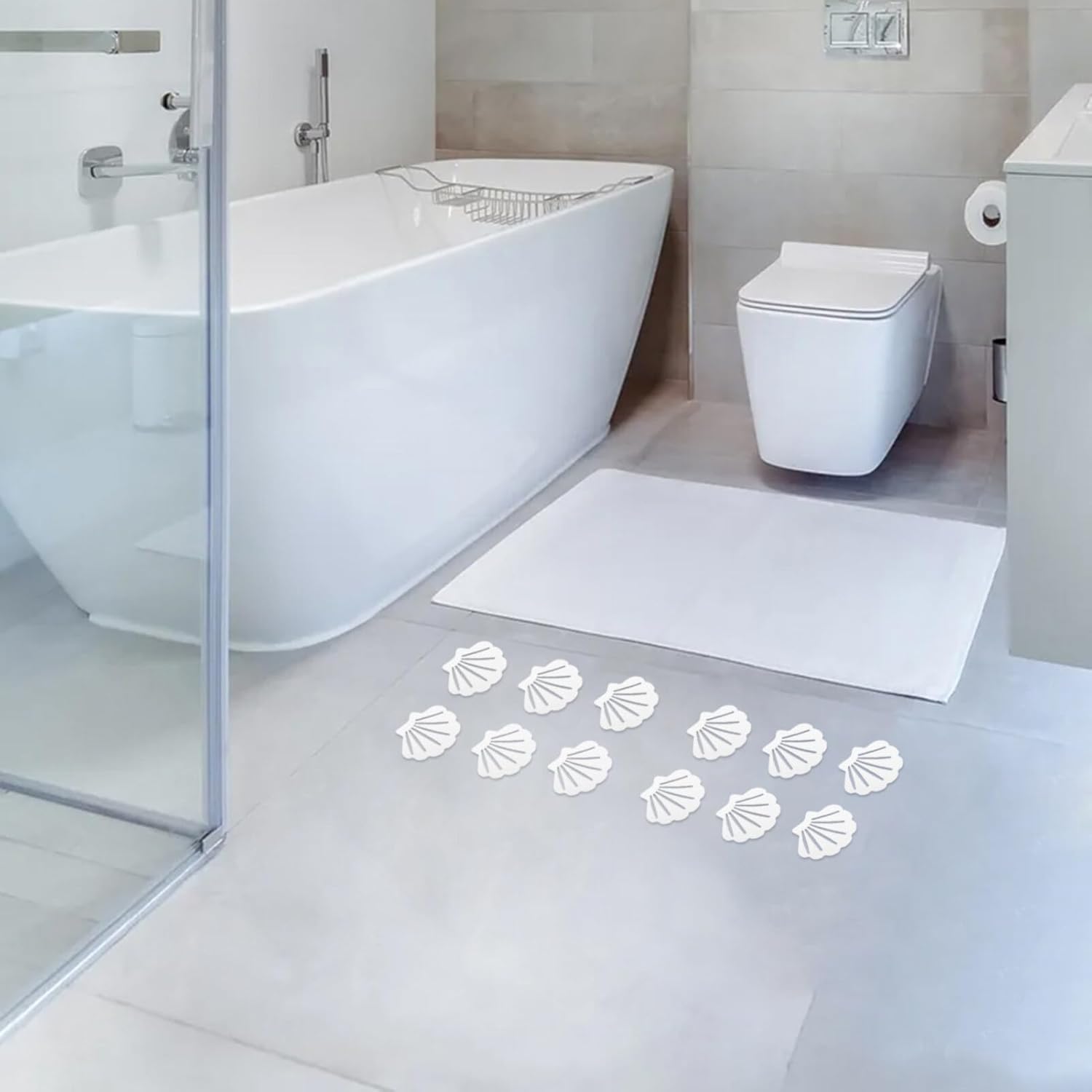 Alipis 12pcs Shell Shaped Non-Slip Bath Stickers