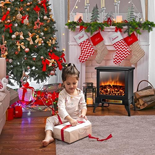 GOFLAME 1400W Electric Fireplace Heater with Realistic Flame and Adjustable Temperature