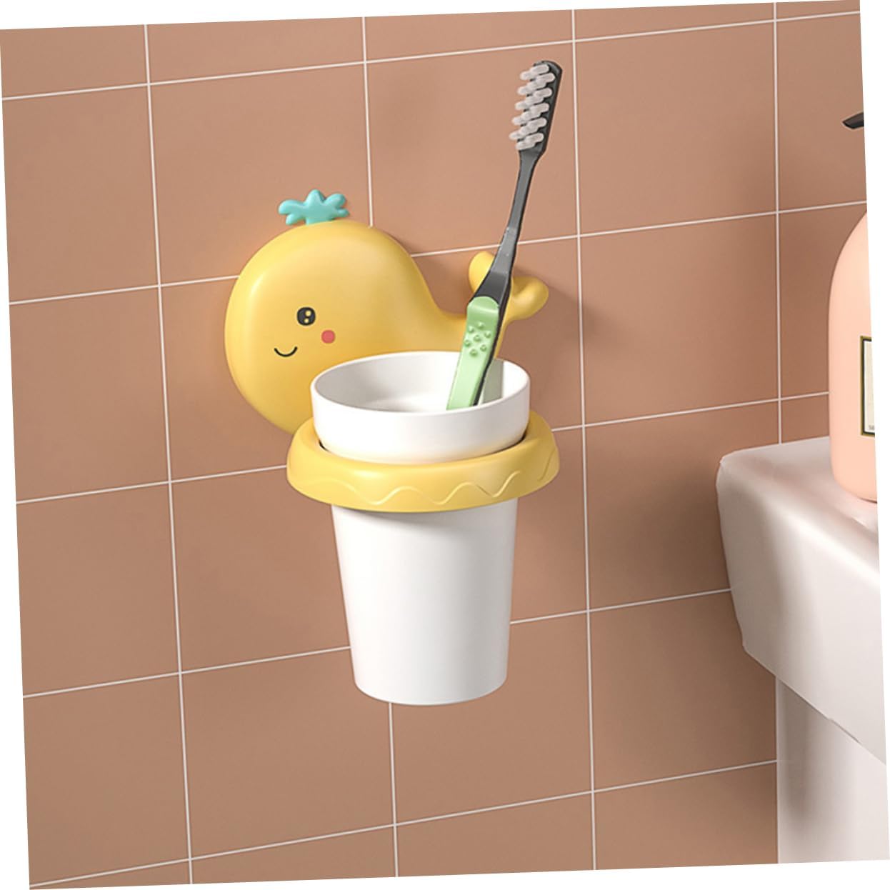 GLEAVI Cartoon Whale Toothbrush Holder Wall Mount