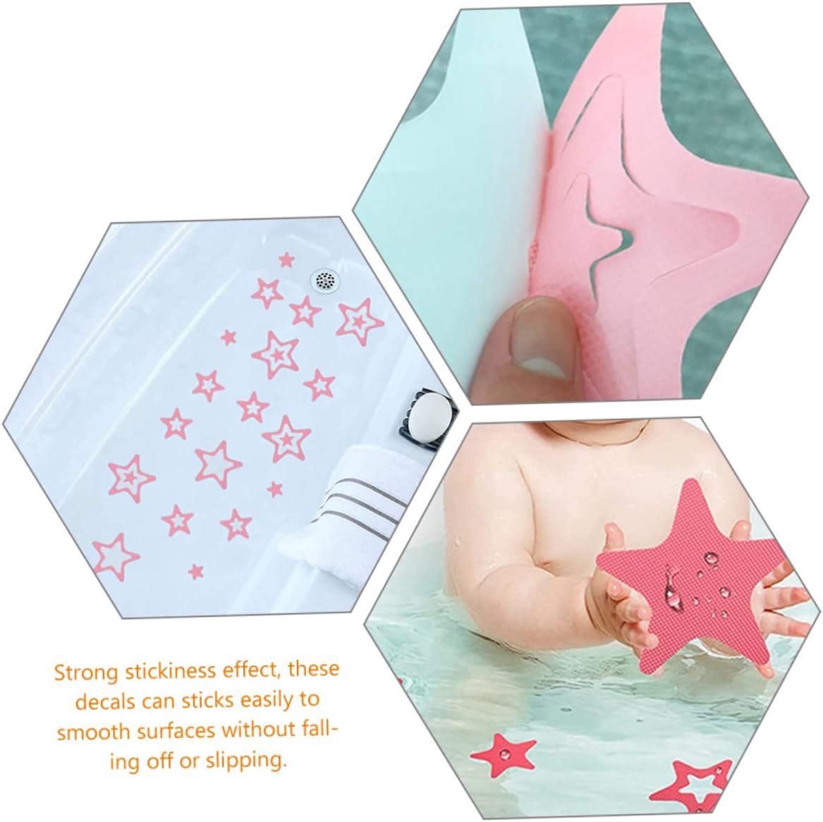 HAKIDZEL 12 Pcs Anti-Slip Star Pattern Bathtub Stickers