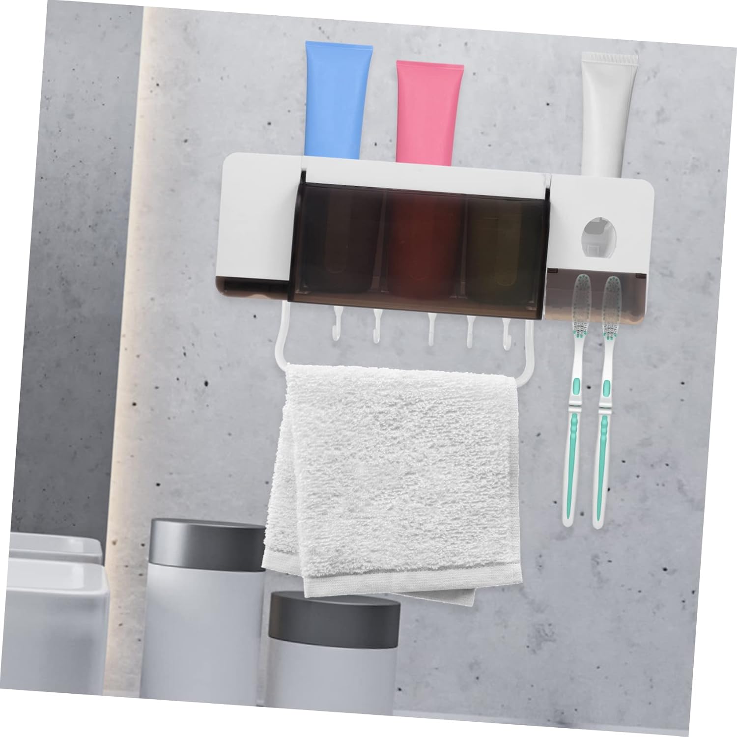 HOOTNEE Multi-Functional Wall-Mounted Toothbrush Holder Organizer