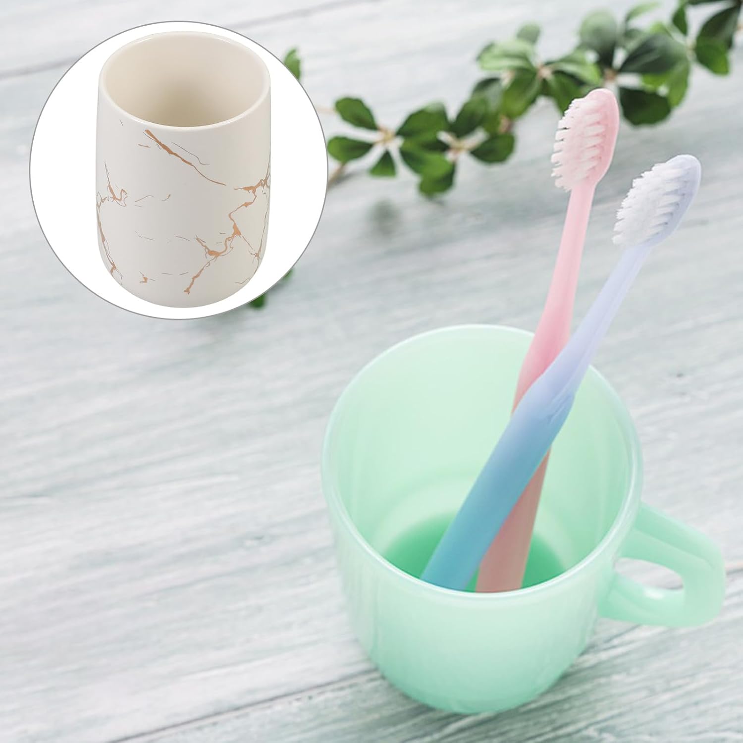 Cabilock Marble Pattern Toothbrush Holder Cup