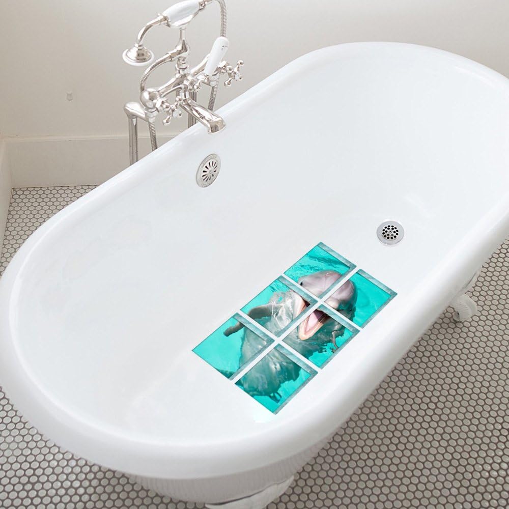 AILEGOU 3D Non-Slip Bathtub Stickers with Dolphins