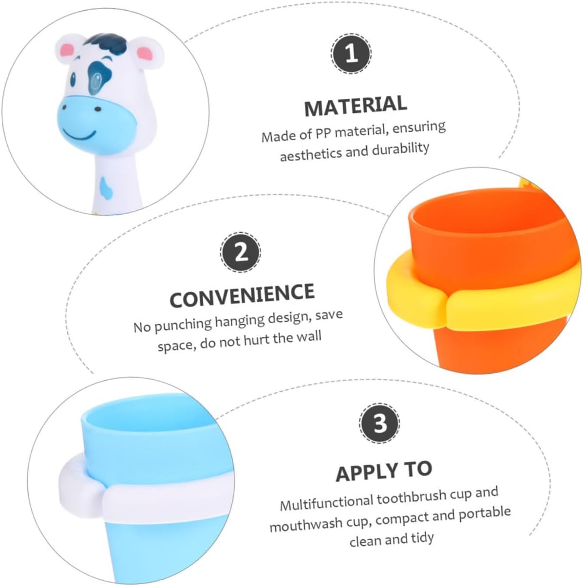 2 Sets Cartoon Animal Toothbrush Holder for Bathroom