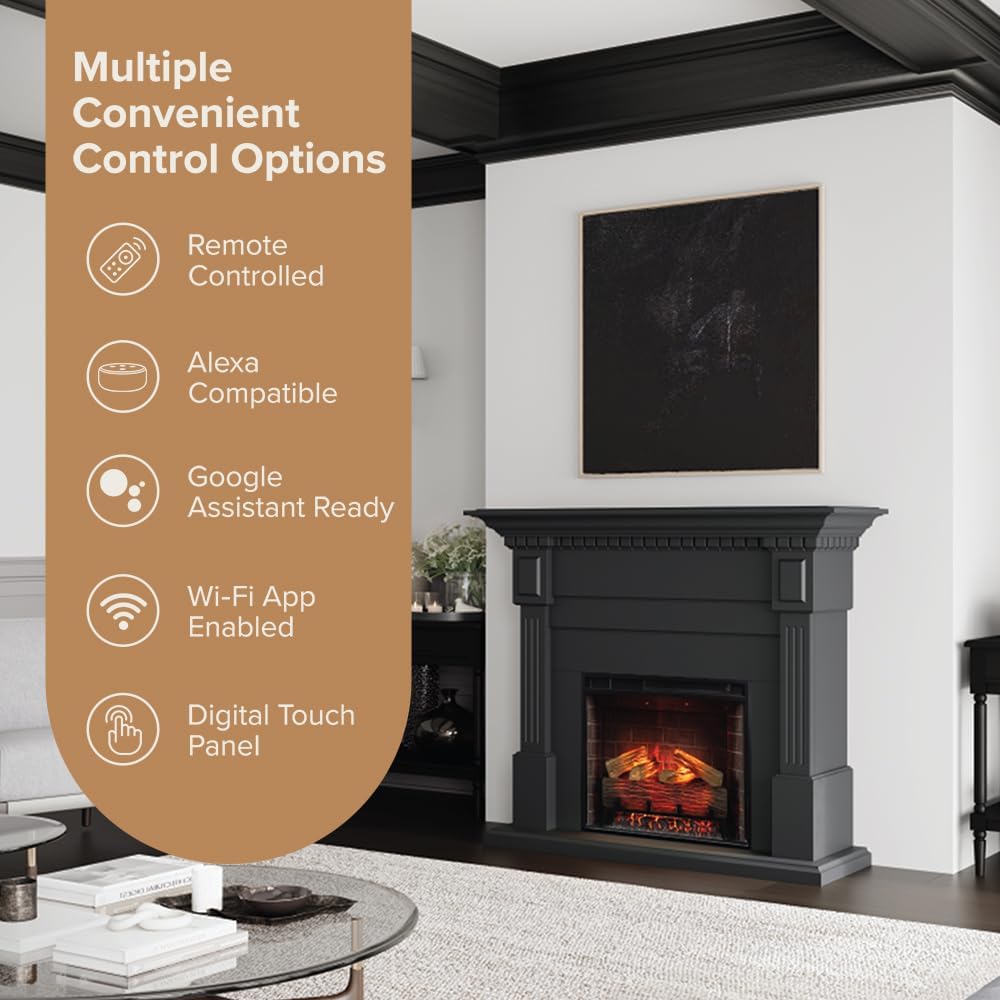 Modern Ember Augustine Black Mantel Electric Fireplace