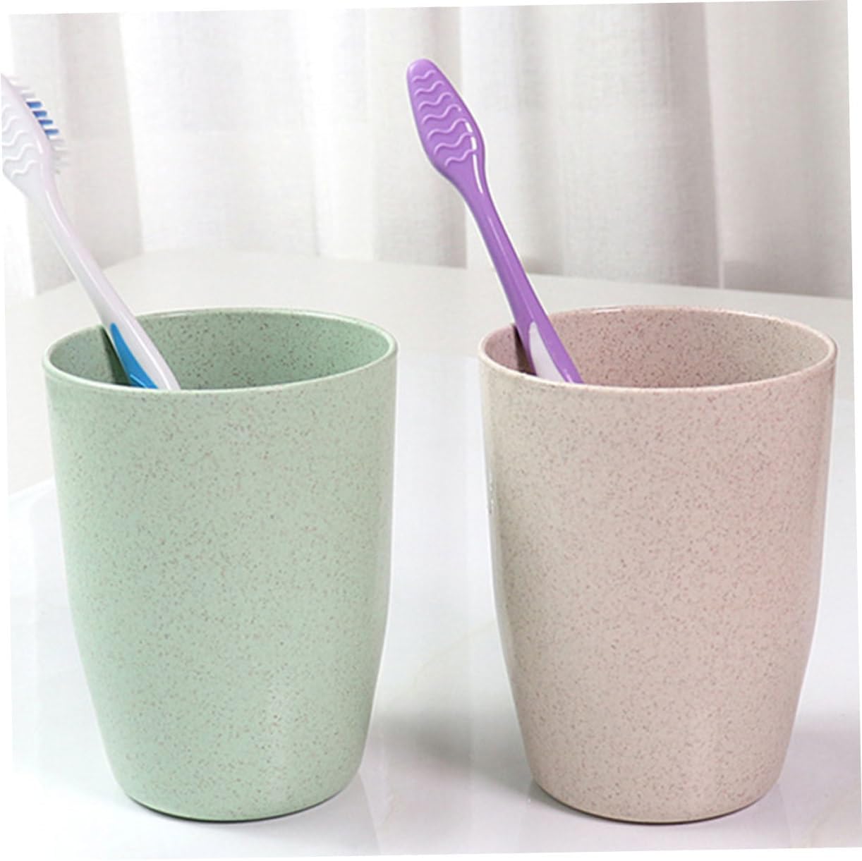 OHPHCALL Mouth Wash Cups 4 Pack Straw Tumbler for Bathroom