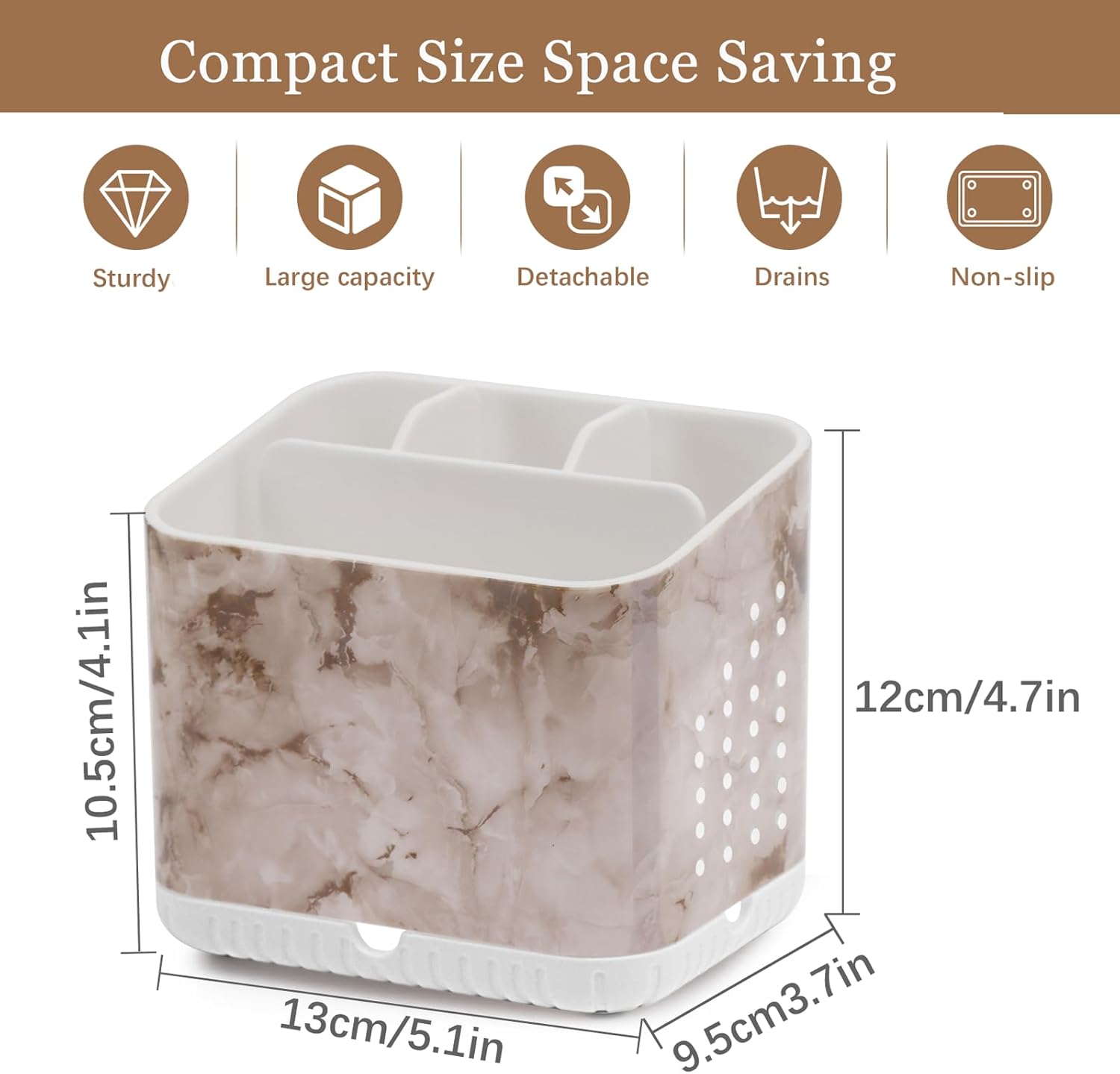 PARKMANI 4 Slots Toothbrush Holder with Drainage and Marble Design