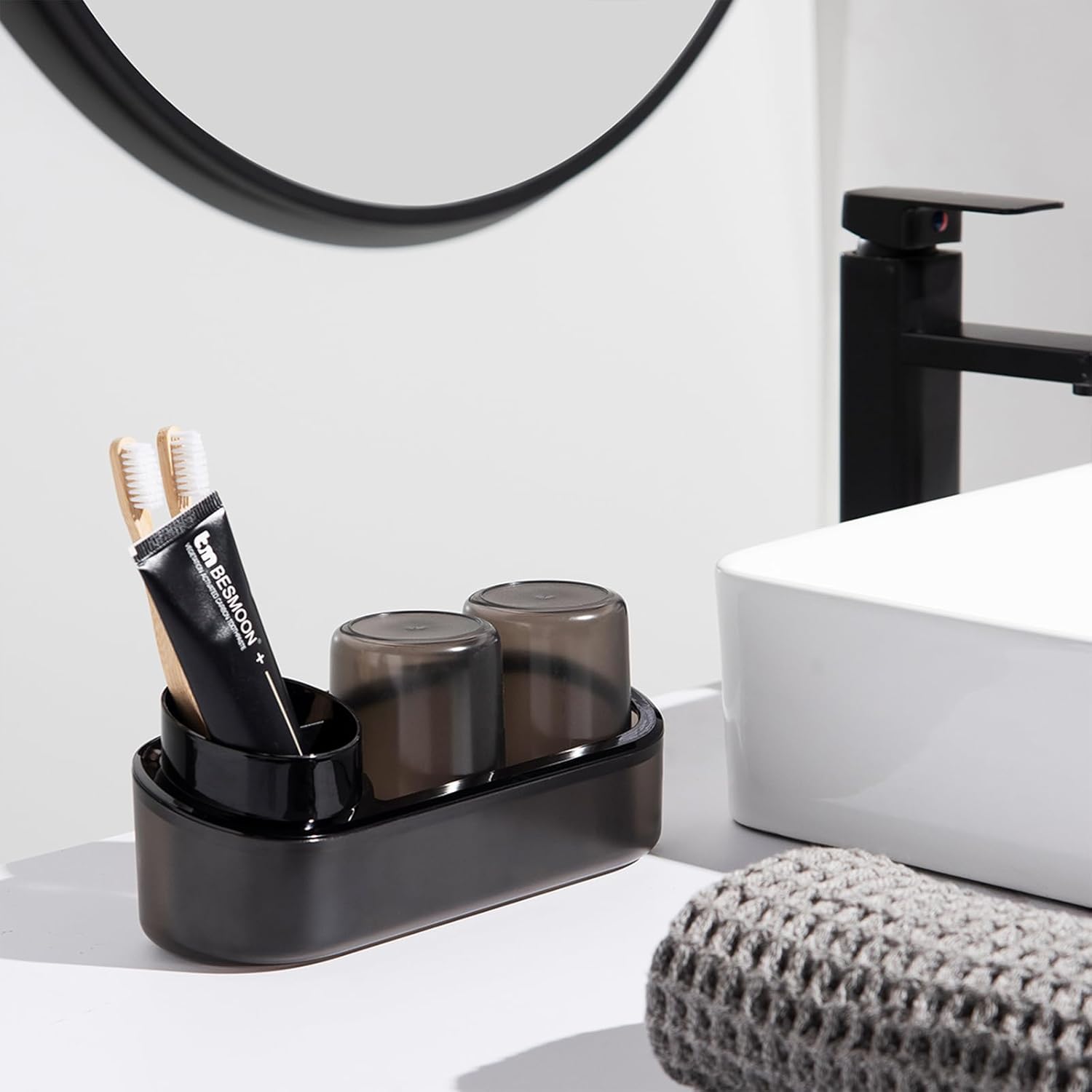 Kids Toothbrush Holder Set with 3 Slots and 2 Tumblers