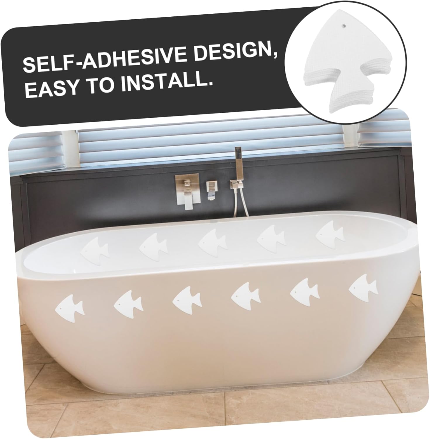 12pcs Fish Shape Non-Slip Bath Tub Stickers Decals