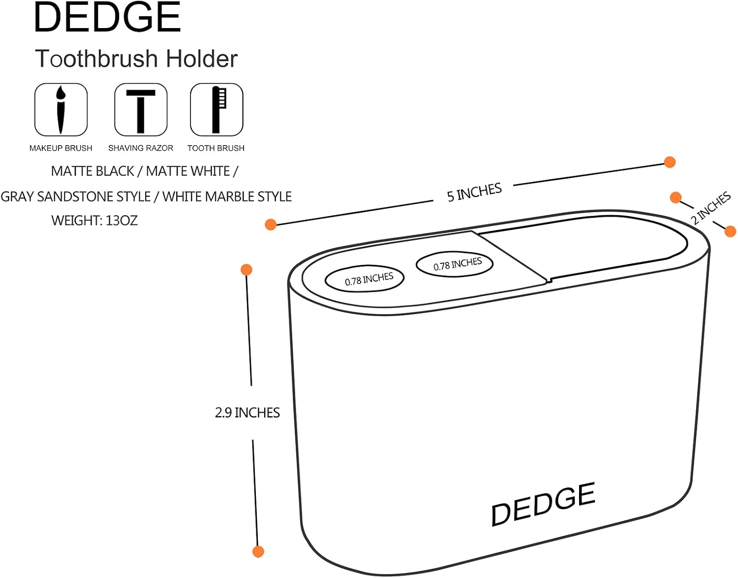 Dedge 3 Slots Bamboo Toothbrush Holder with Drainage for Bathroom Storage