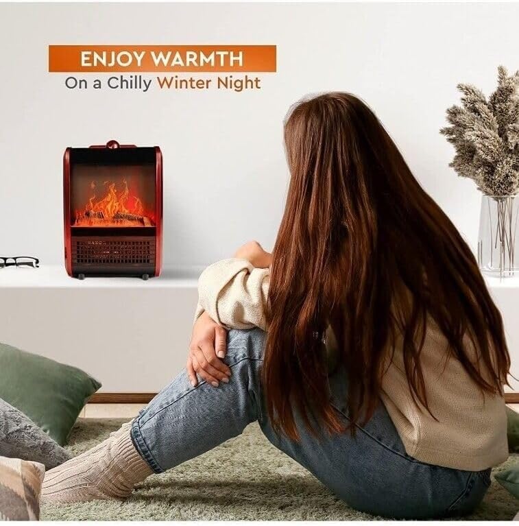 EZ-HEAT 1200W Mini Fireplace Heater with 3D Flame