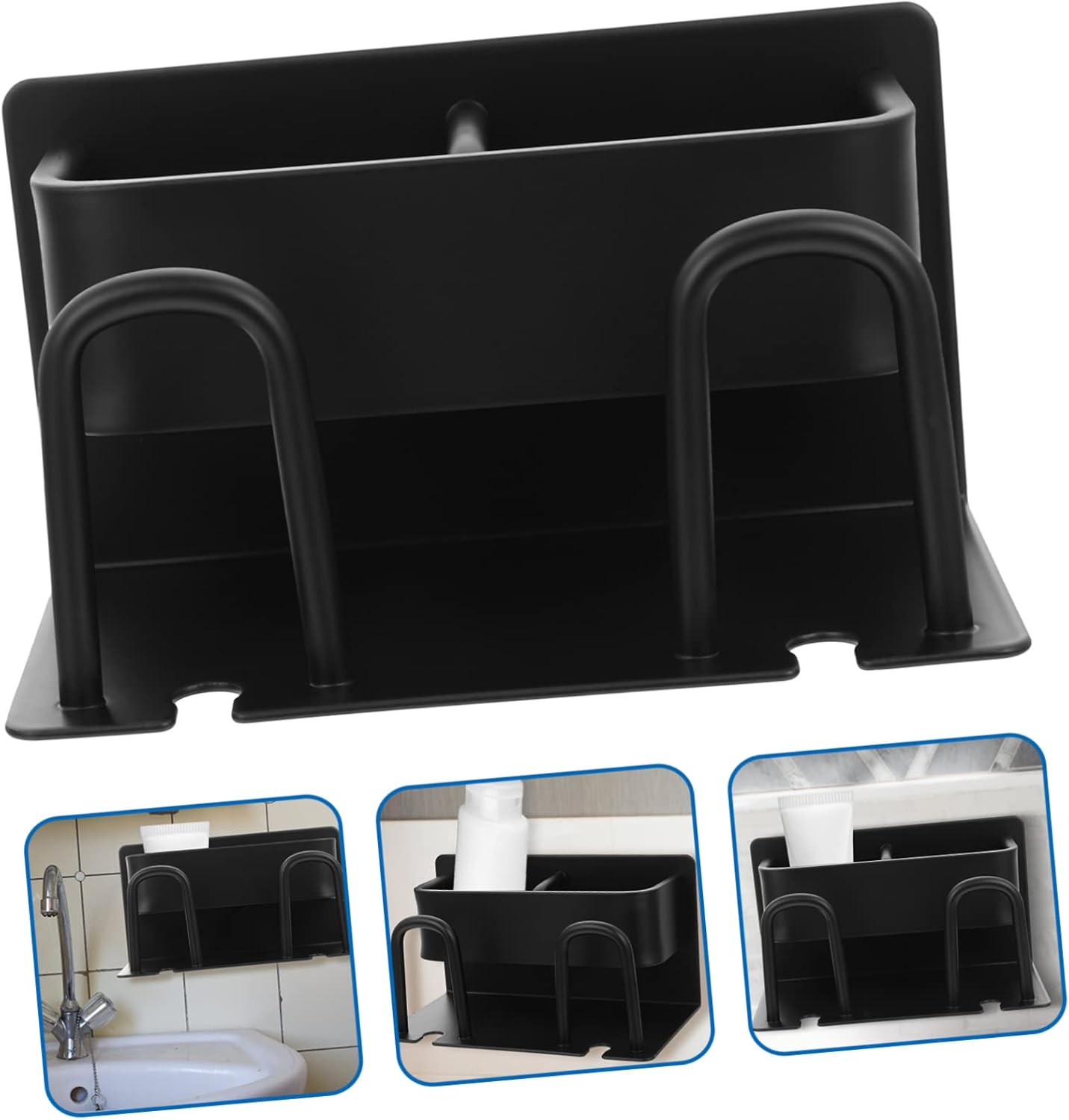 OUNONA Wall Mounted Toothbrush Holder with Drainage and Storage
