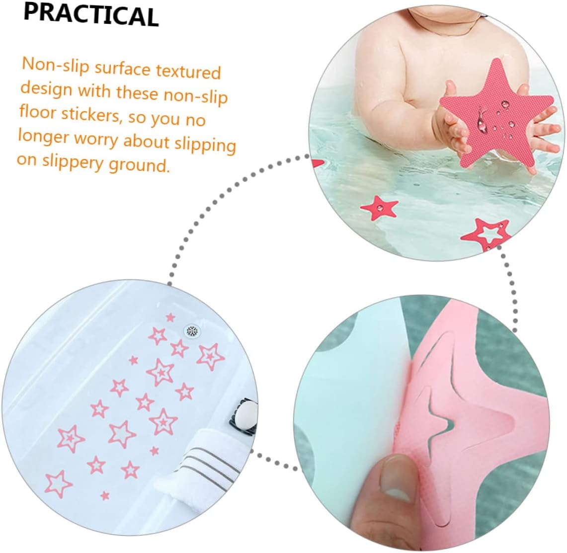 12pcs Star Shape Non-Slip Bathroom Stickers for Bathtub and Shower