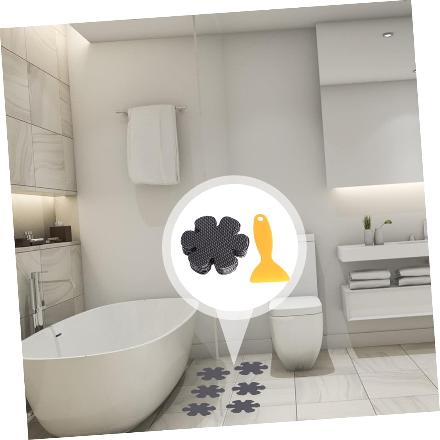 Yardenfun 20Pcs Flower Shaped Non-Slip Bathroom Stickers