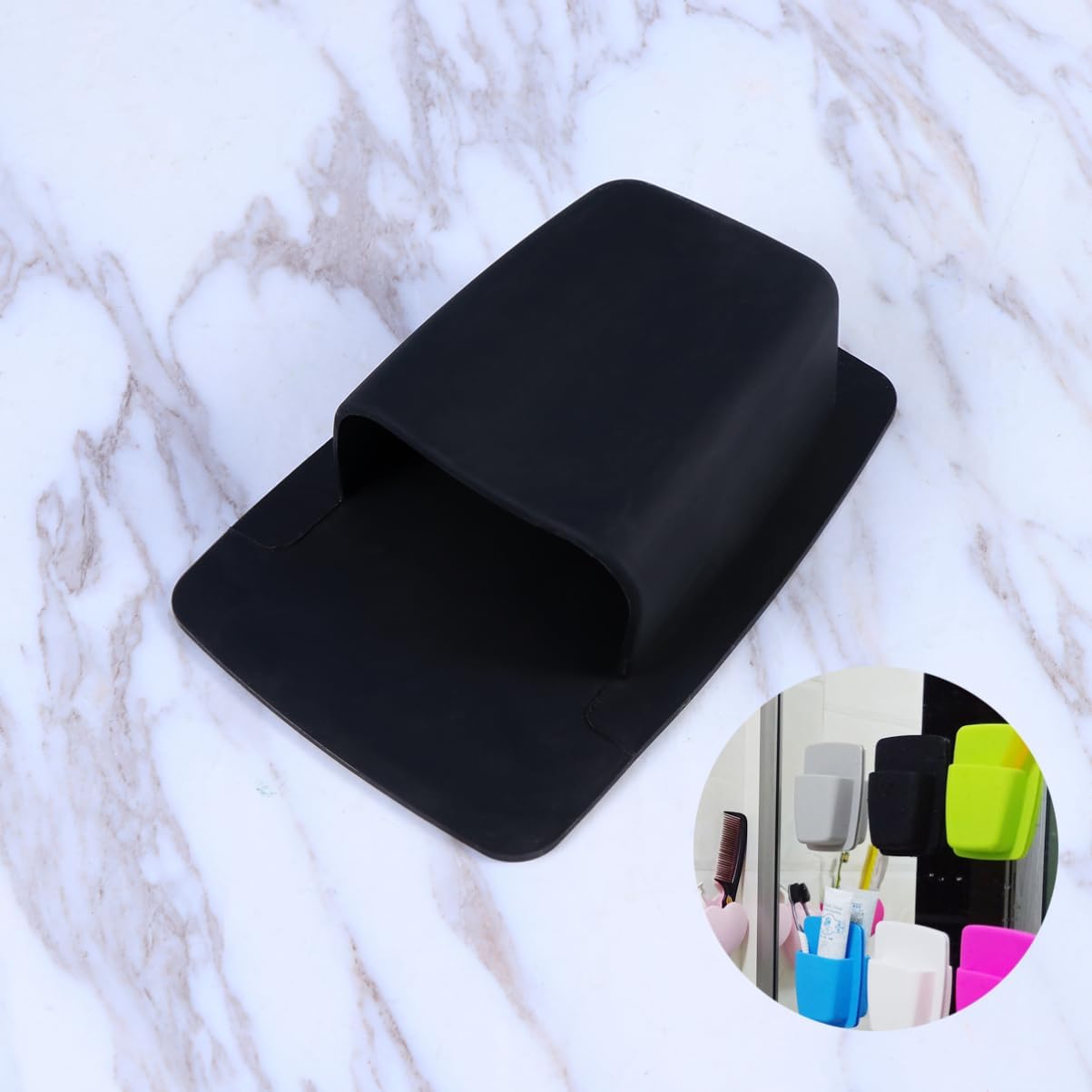 UTHCLO Silicone Razor Holder Bathroom Organizer Wall Mounted Storage Black