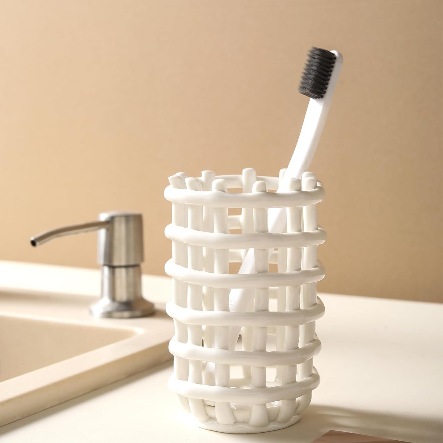 LILITURF Ceramic Toothbrush Holder for Bathroom