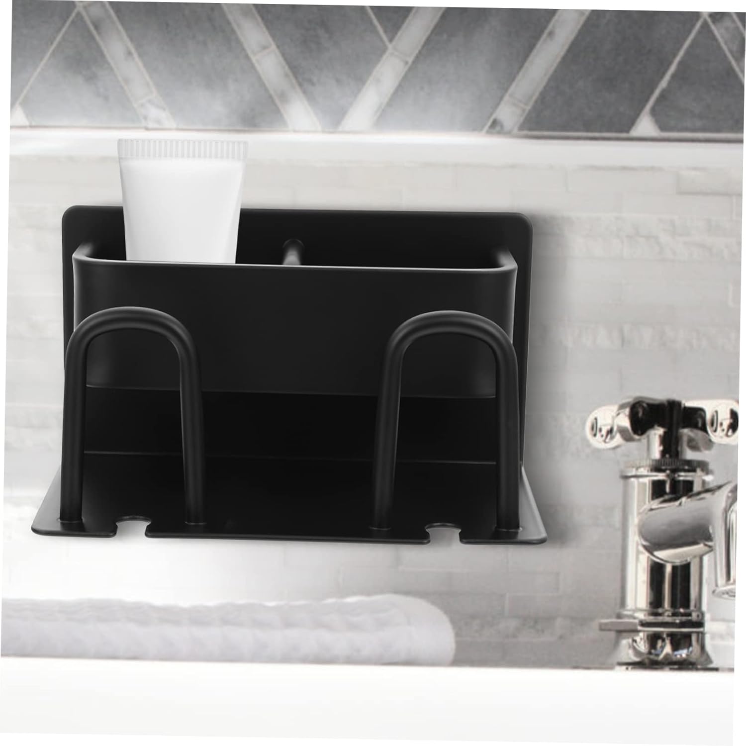 SOLUSTRE Wall Mounted Toothbrush Holder with Cover and Double Cup Holder