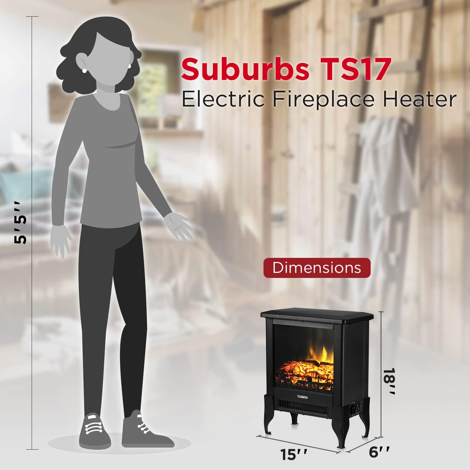 TURBRO Suburbs TS17 Compact Electric Fireplace Stove 1