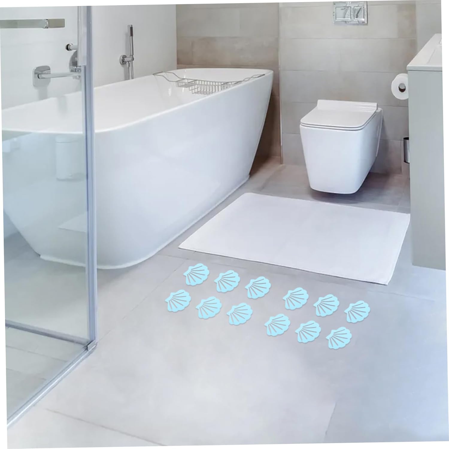 JECOMPRIS 12Pcs Shell Shape Non-Slip Bathroom Decals