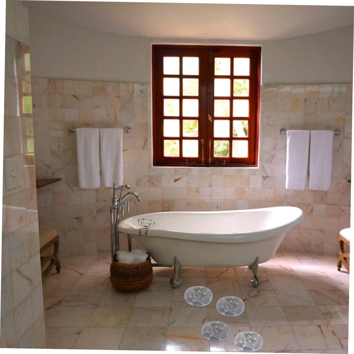 Cabilock 4pcs Stone Pattern Anti Slip Stickers for Bathtub