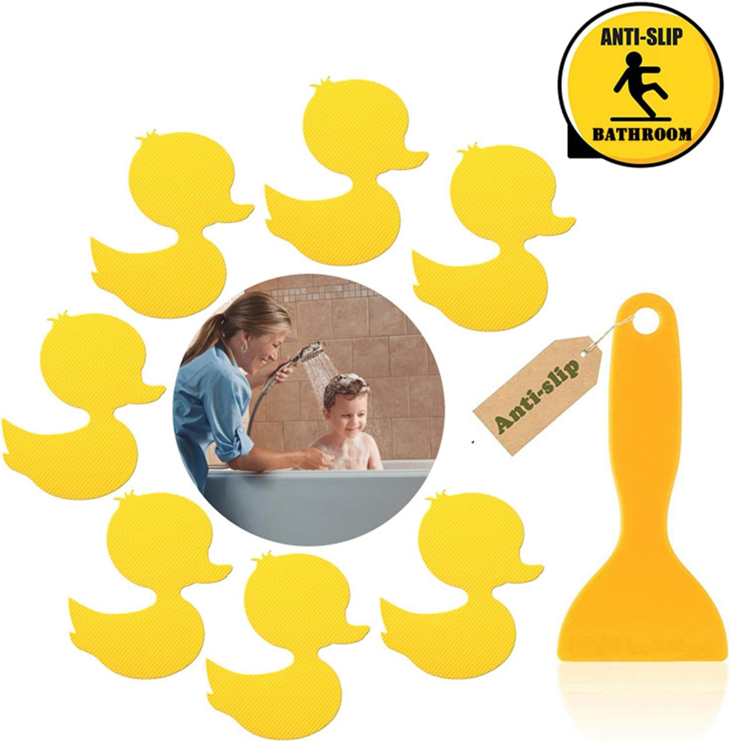12pcs Anti-Slip Duck Shape Bathtub Sticker Mats