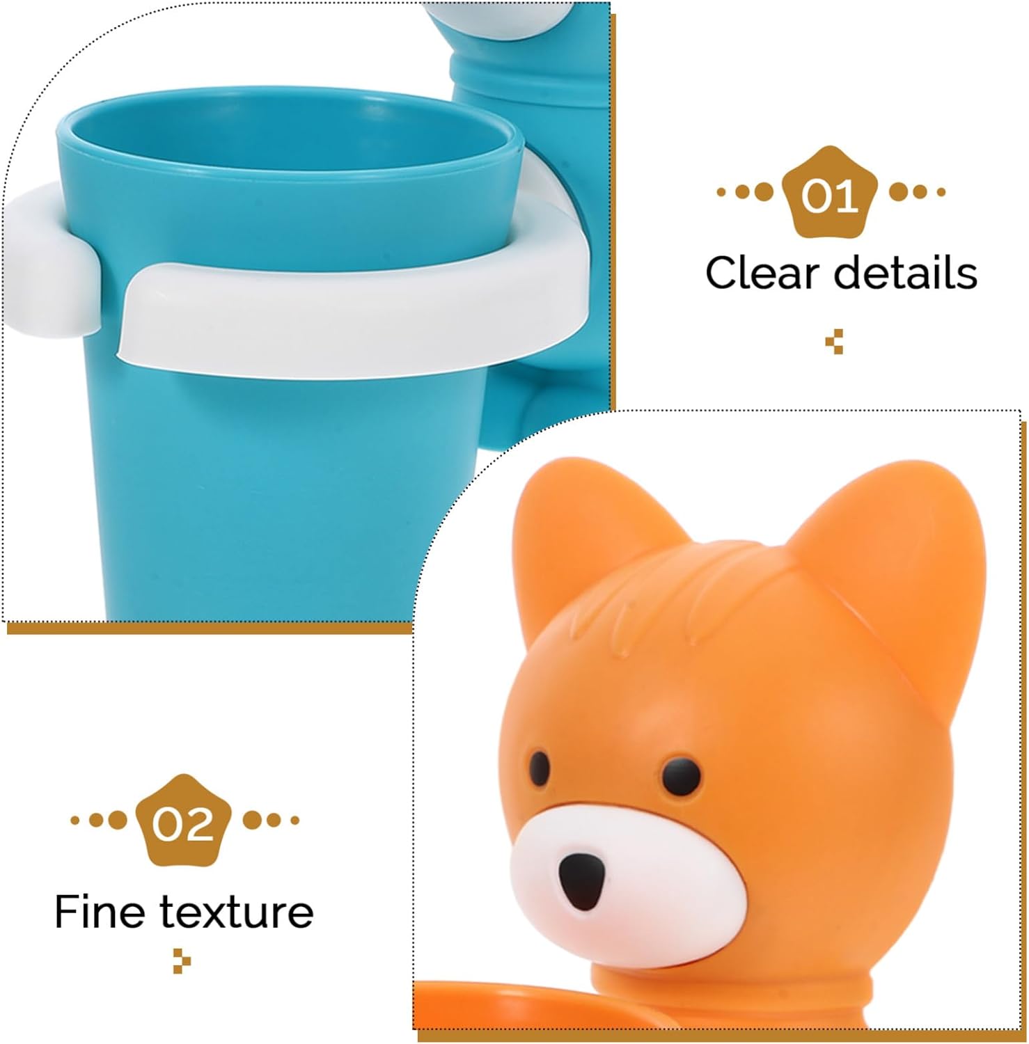 WOONEKY 2sets Cartoon Toothbrush Cup Holder Wall-Mounted Organizer 1