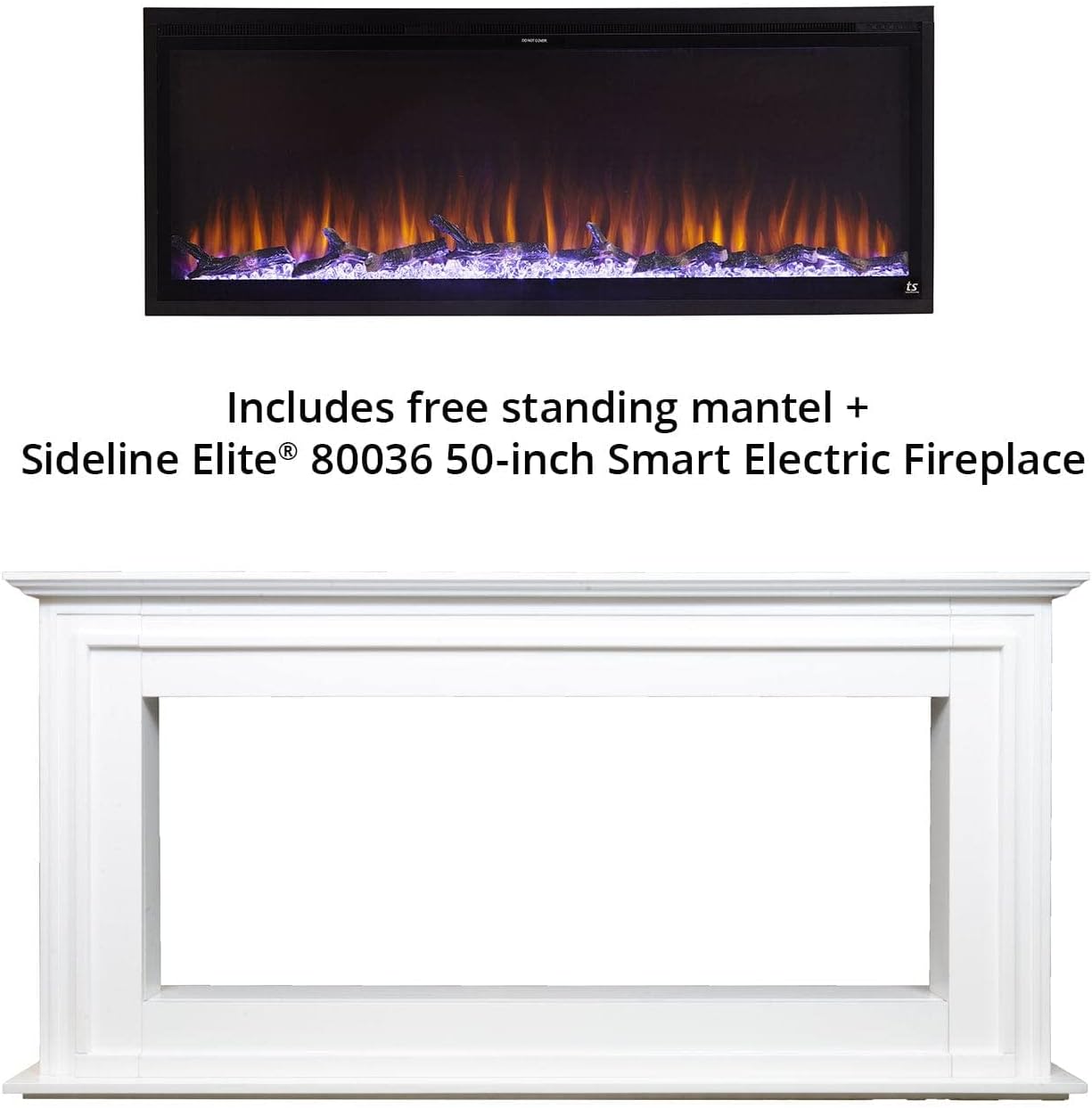Touchstone Sideline Elite 50 Smart Electric Fireplace with Mantel 1