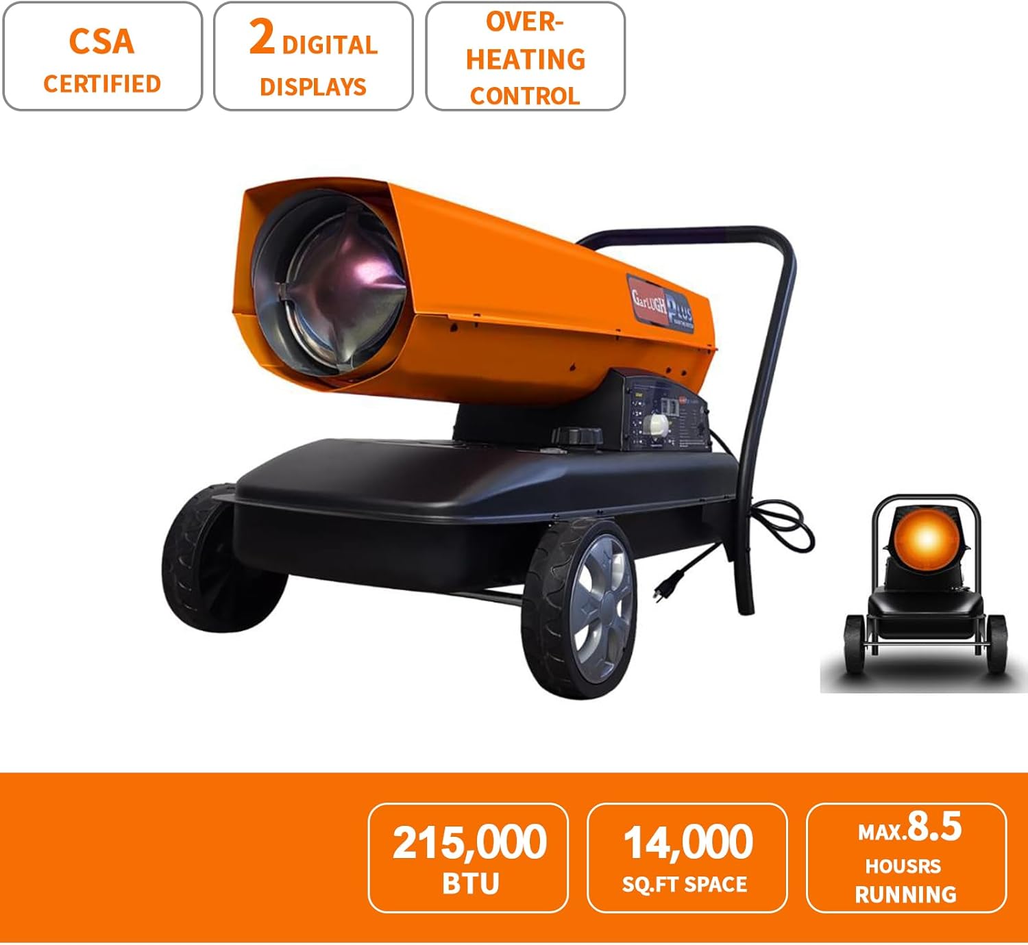 Portable Torpedo Kerosene Heater with Thermostat and Overheat Protection