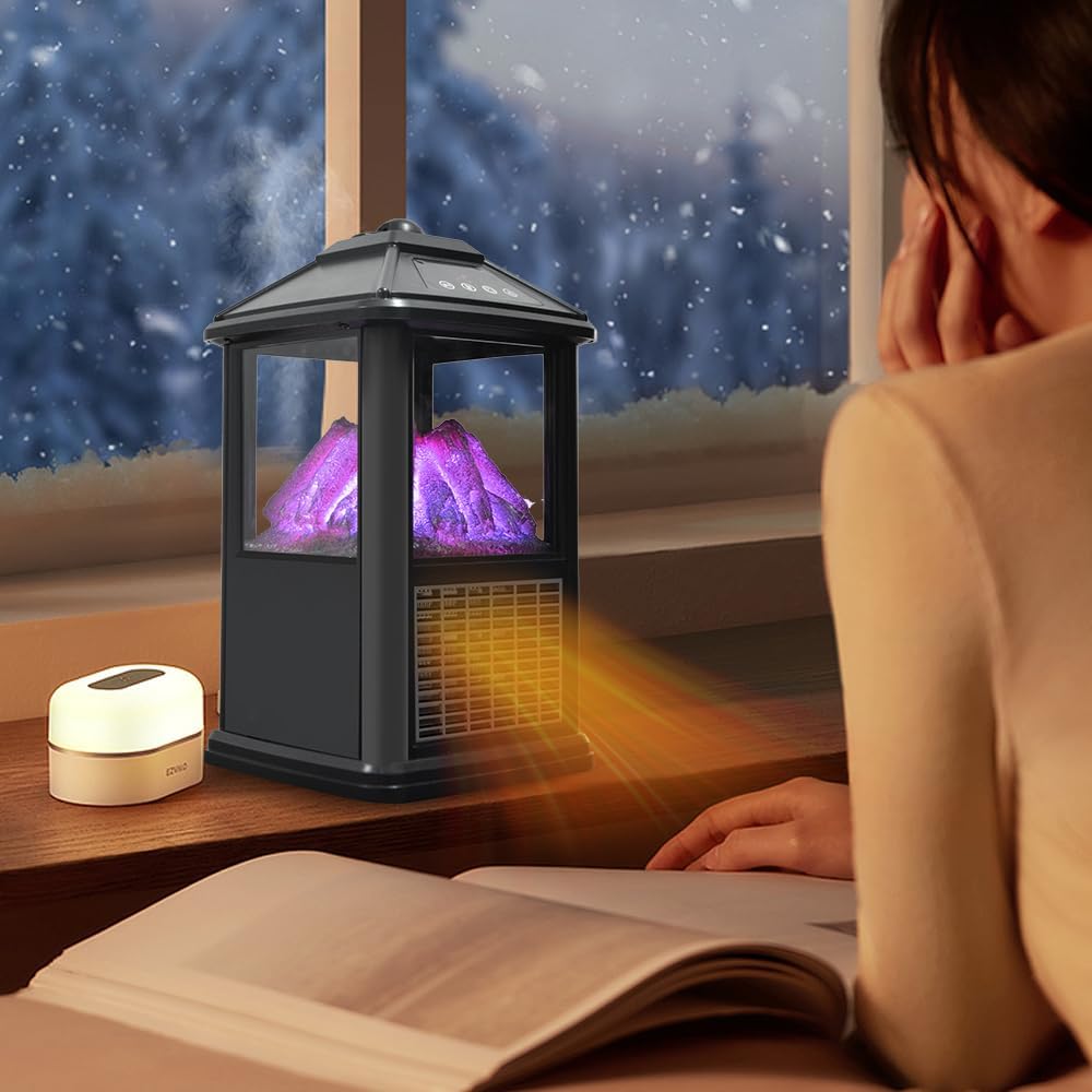 TOONLUPAL Mini Electric Fireplace with Remote Control