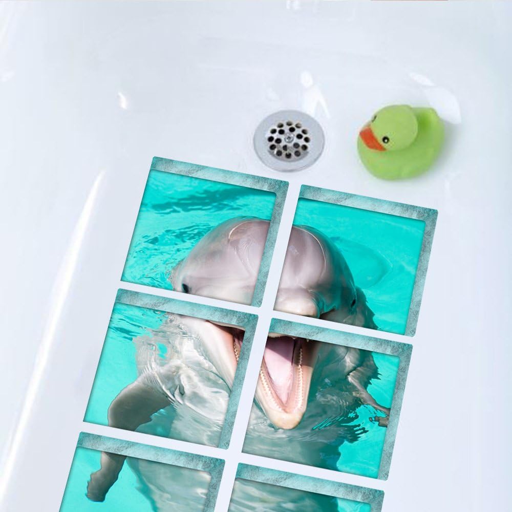 AILEGOU 3D Non-Slip Bathtub Stickers with Dolphins